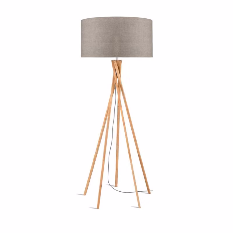GOOD&MOJO - Lampada da terra Kilimanjaro - Taupe/Bamboo - Ø60cm per soggiorno, camera da letto