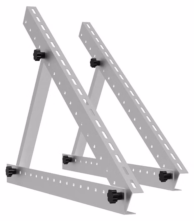 Supporto per pannelli solari, fino a 712 mm, inclinazione da 10 a 90°, in alluminio