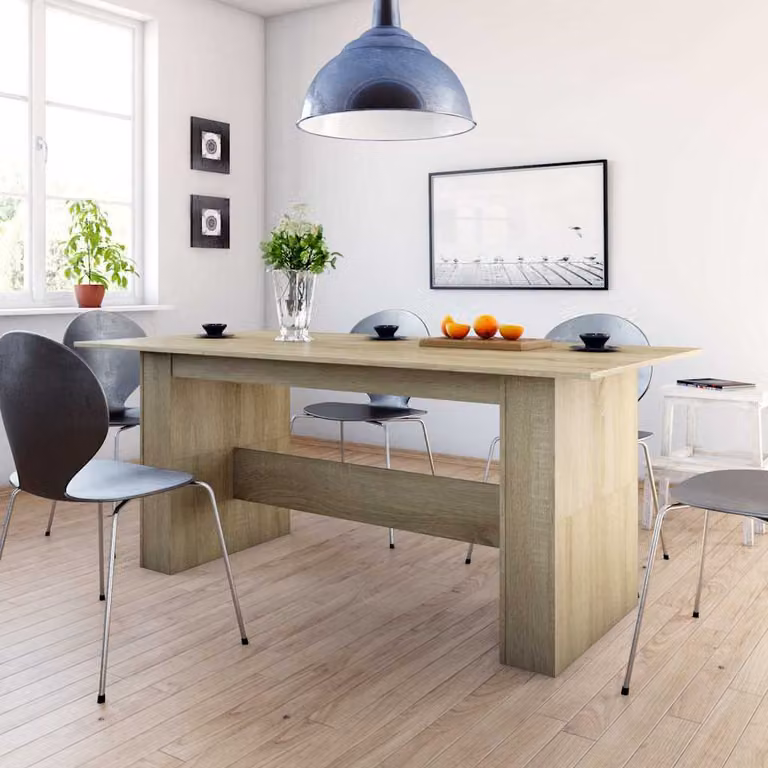 vidaXL Tavolo da Pranzo Rettangolare in Legno Rovere, L: 180 cm, P: 90 cm, H: 76 cm