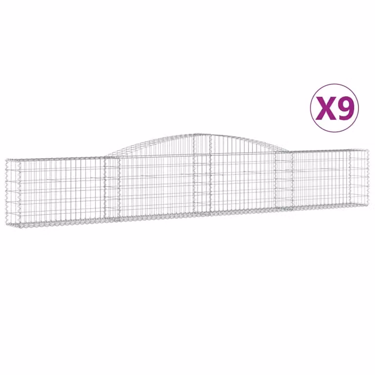 Cesti Gabbioni ad Arco 9 pz 400x30x60/80 cm Ferro Zincato