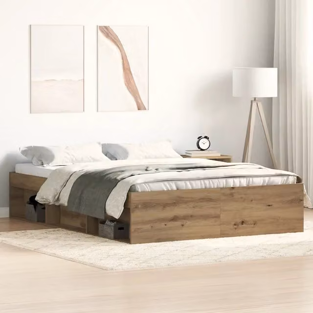 Letto senza materasso vidaXL in legno di pino marrone con doghe piatte L: 138 cm, P: 193 cm, H: 35 cm