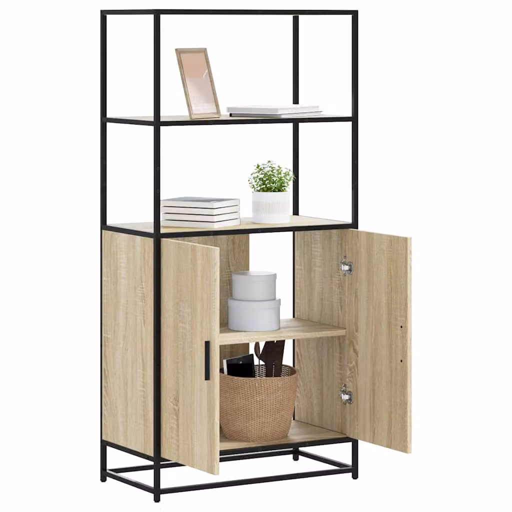 Credenza vidaXL in stile industriale in Rovere Sonoma e Metallo, Marrone, L: 68 cm, P: 35 cm, H: 139 cm