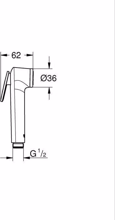 Soffione doccia, GROHE Vitalio, 1 tipo di getto, protezione antiscottatura, funzione di risparmio idrico, cromato, anticalcare, adatto per bidet con filettatura da 1/2"