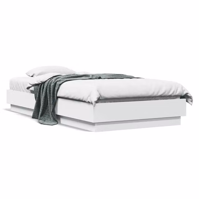 Giroletto con LED-Struttura Letto Bianco 75x190 cm