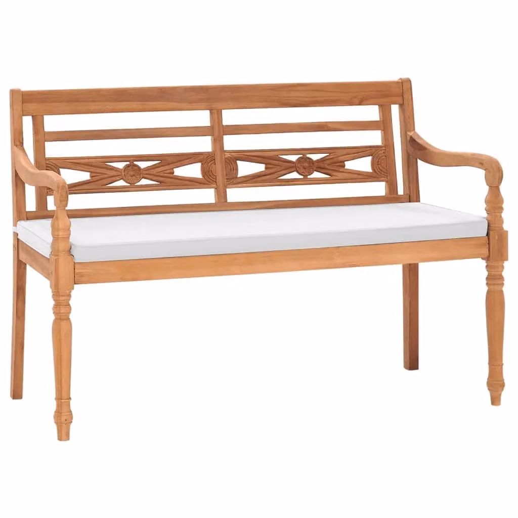 Panca da giardino Batavia con cuscini 120 cm in teak