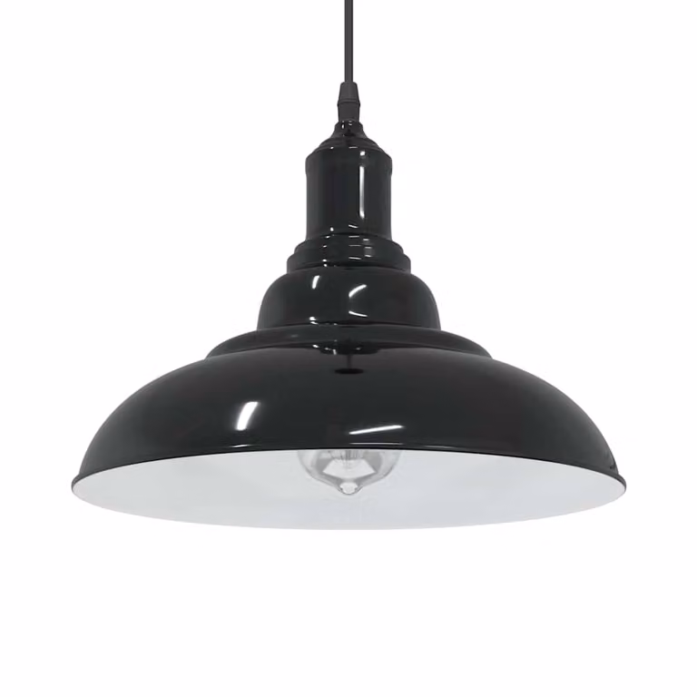 vidaXL Lampada a Sospensione Regolabile in Metallo Nero con Attacco E27 e Design a Cupola Ø31 cm