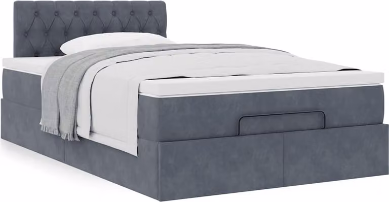 Maison Exclusive - Pouf Letto con Materasso Grigio Scuro 120x190 cm Velluto
