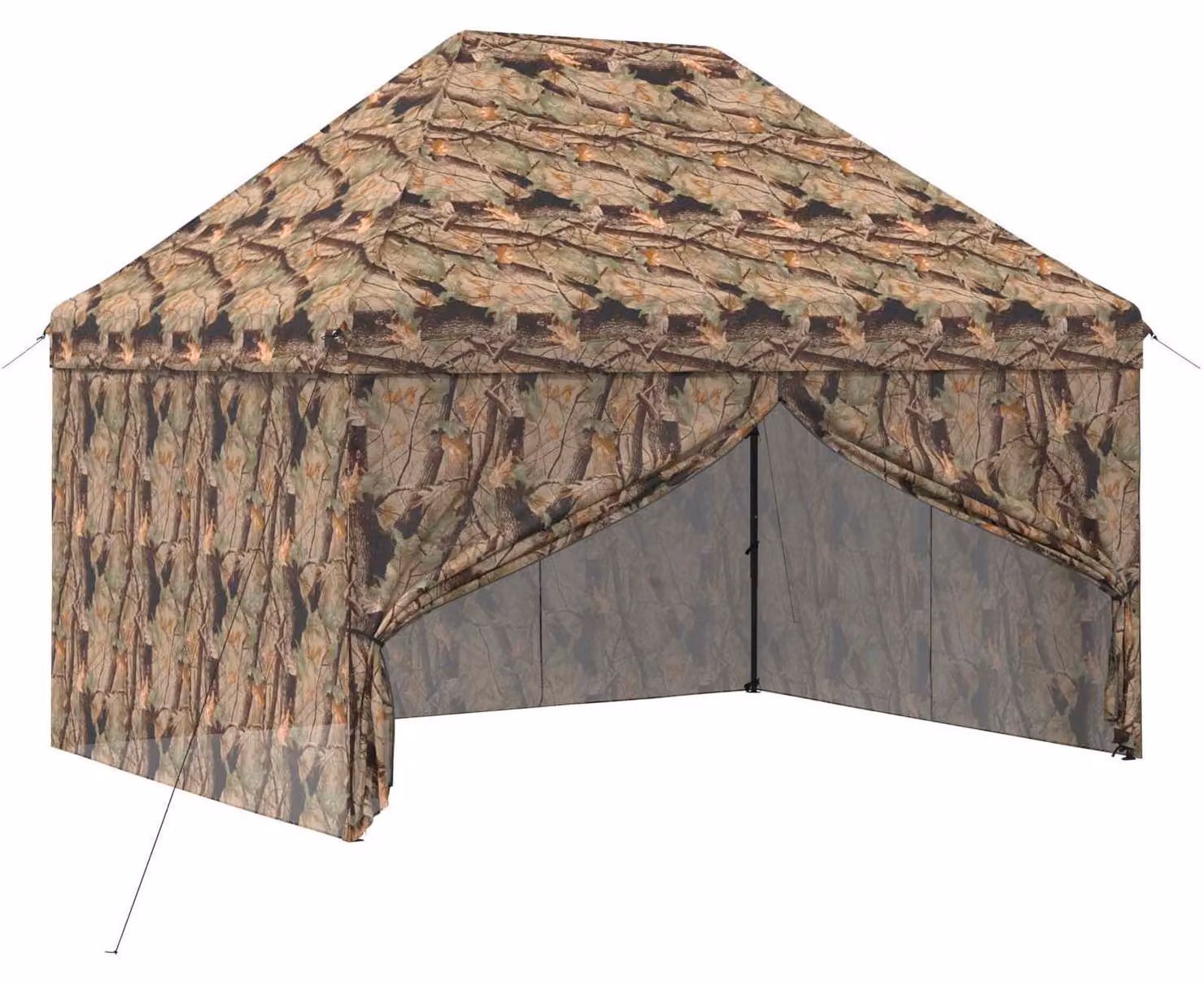 Padiglione pop-up con 4 pareti laterali, dimensioni 3 x 4 metri, colorazione mimetica per ambienti boschivi