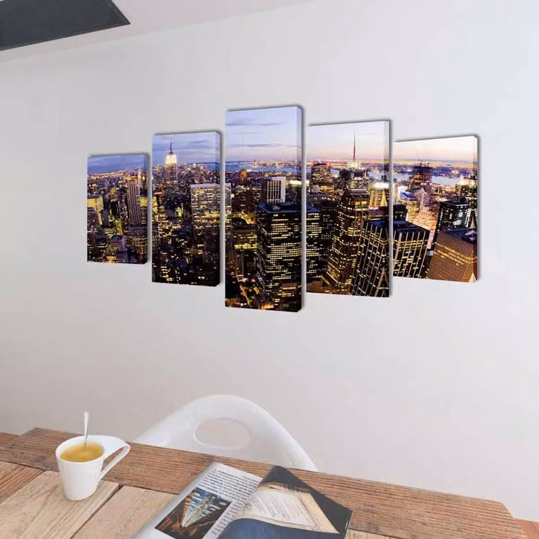 vidaXL Stampa su Tela Vista Aerea Skyline New York 200x100 cm