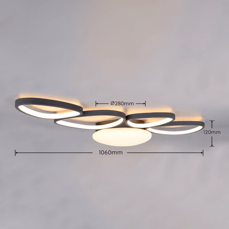 Trio Lighting Plafoniera soffitto Amelio, dimmerabile, Bianco / Opale, Soggiorno / Sala da pranzo, Plastica, Moderno, Plafoniera
