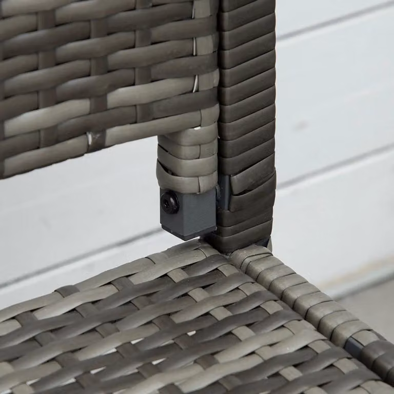 Panca da giardino - Panca da esterno per 2 persone - Panca per terrazza - Realizzata in rattan sintetico con struttura in acciaio - Dimensioni: 122x60x85 cm - Colore: grigio