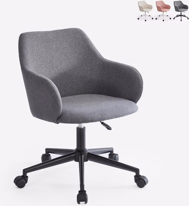 Sedia girevole in tessuto con braccioli Office Homeoffice Kivri - Grigio scuro