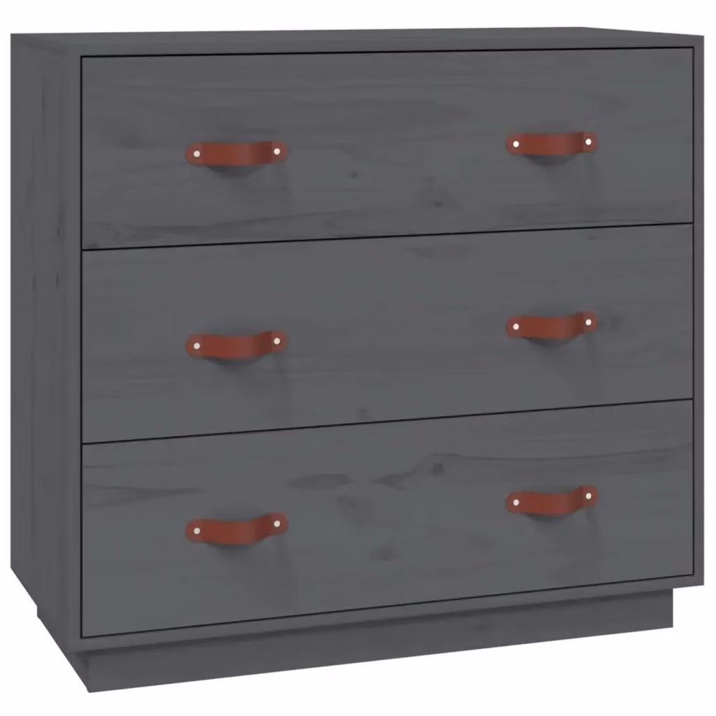 Credenza Buffet in Legno di Pino Massello Grigio Design Mania L: 80 cm, P: 40 cm, H: 75 cm – 2