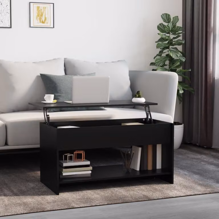 Tavolino The Living Store nero 102x50x52,5 cm in materiale ligneo
