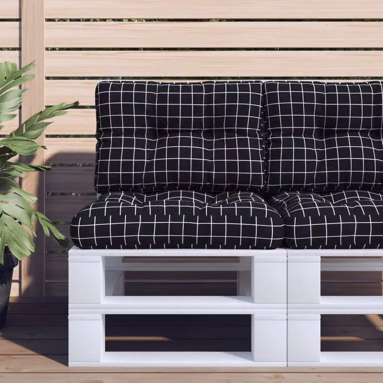 vidaXL Set di 2 Cuscini per Pallet Rettangolari in Poliestere Multicolore e Nero, Idrorepellenti e Resistenti ai Raggi UV