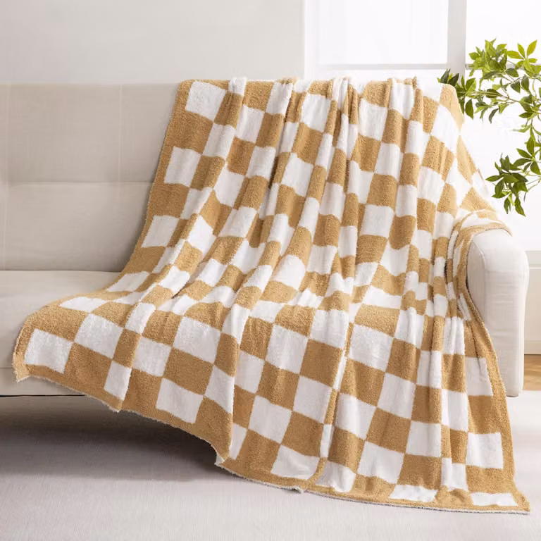 Coperta da letto a motivi geometrici, 155x180 cm, in microfibra, morbida e calda