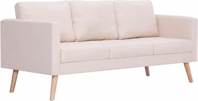 Divano | Divano da soggiorno | Sofa a 3 Posti in Tessuto Crema