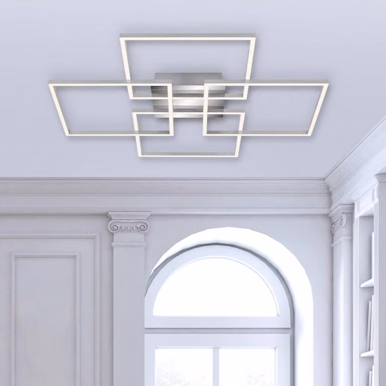 Briloner Plafoniera a LED Frames, dimmerabile, Alluminio / Grigio / Zincato, Soggiorno / Sala da pranzo, Metallo, Moderno, Plafoniera LED