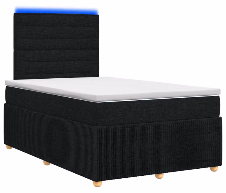Letto boxspring LED con materasso nero 120 x 190 cm Tessuto