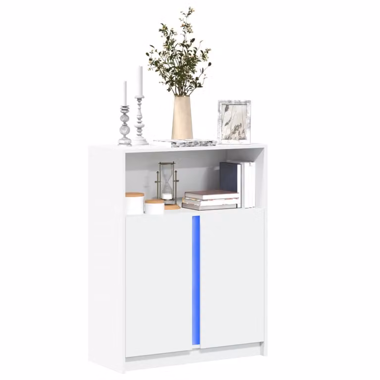 Credenza moderna vidaXL con LED bianca in legno e MDF, sospesa, L 77 cm x P 34 cm x H 100 cm