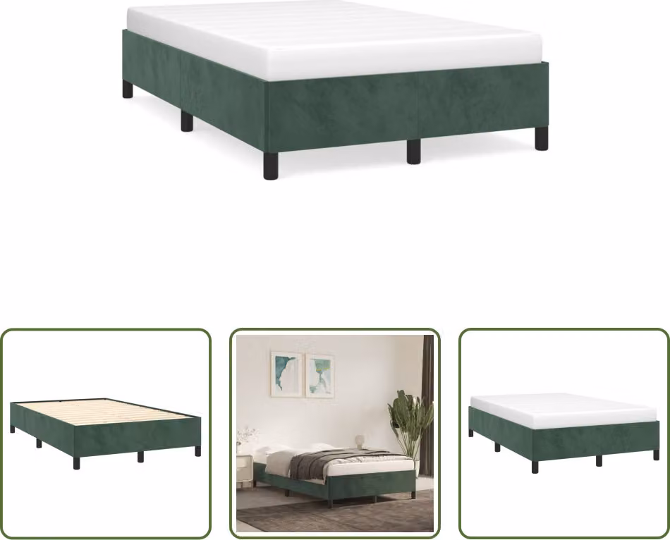 The Living Store Struttura letto in velluto verde scuro 120x190 cm