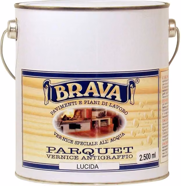 Vernice parquet trasparente lucida all'acqua litri 2,5 brava