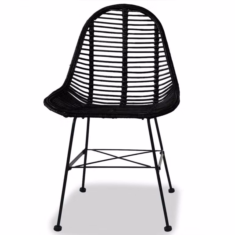 vidaXL Sedie da pranzo 4 pz. Rattan naturale nero