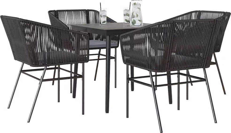 Maison Exclusive - Set da Pranzo da Giardino con Cuscini 5 pz Polyrattan Vetro