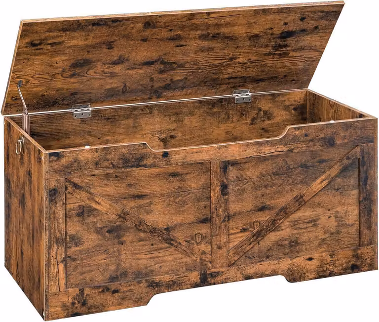 Panchina con portaoggetti e box per giocattoli 110 cm, marrone scuro