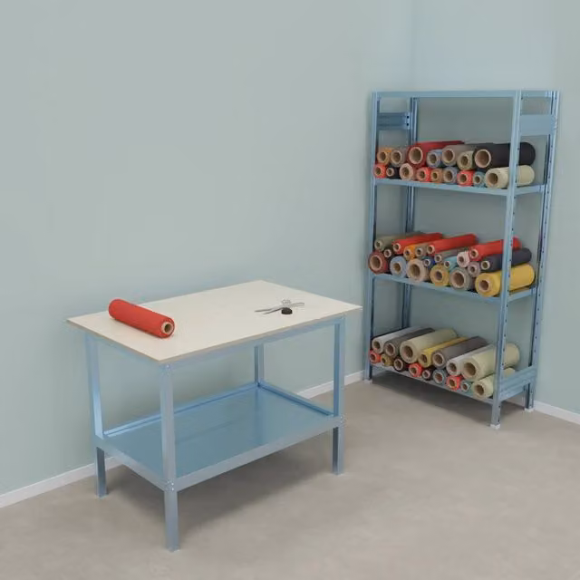 Banco da lavoro per magazzino in metallo grigio Castellani Shop L/P/H: 120 x 80 x 93 cm
