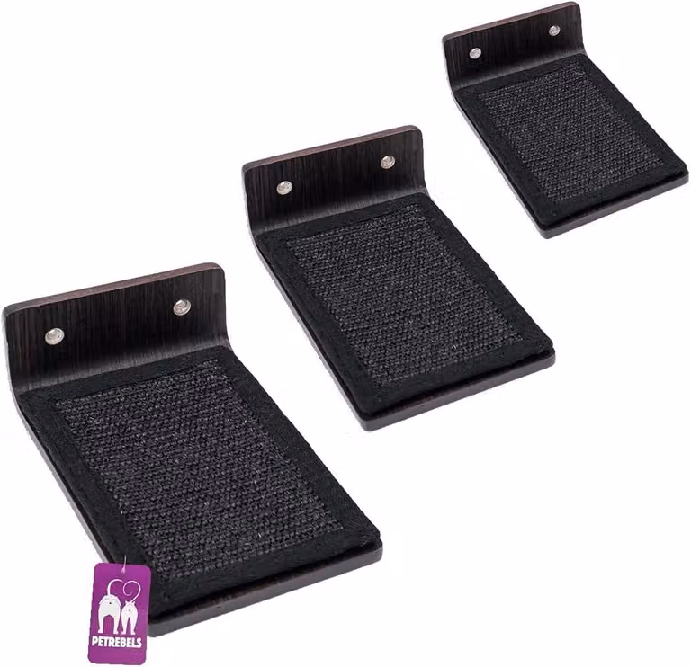 Altro giocattolo in legno: parete da arrampicata, parete a gradini per gatti (set da 3), parete per graffiare, scala da montare a parete, vernice per legno: nero-marrone