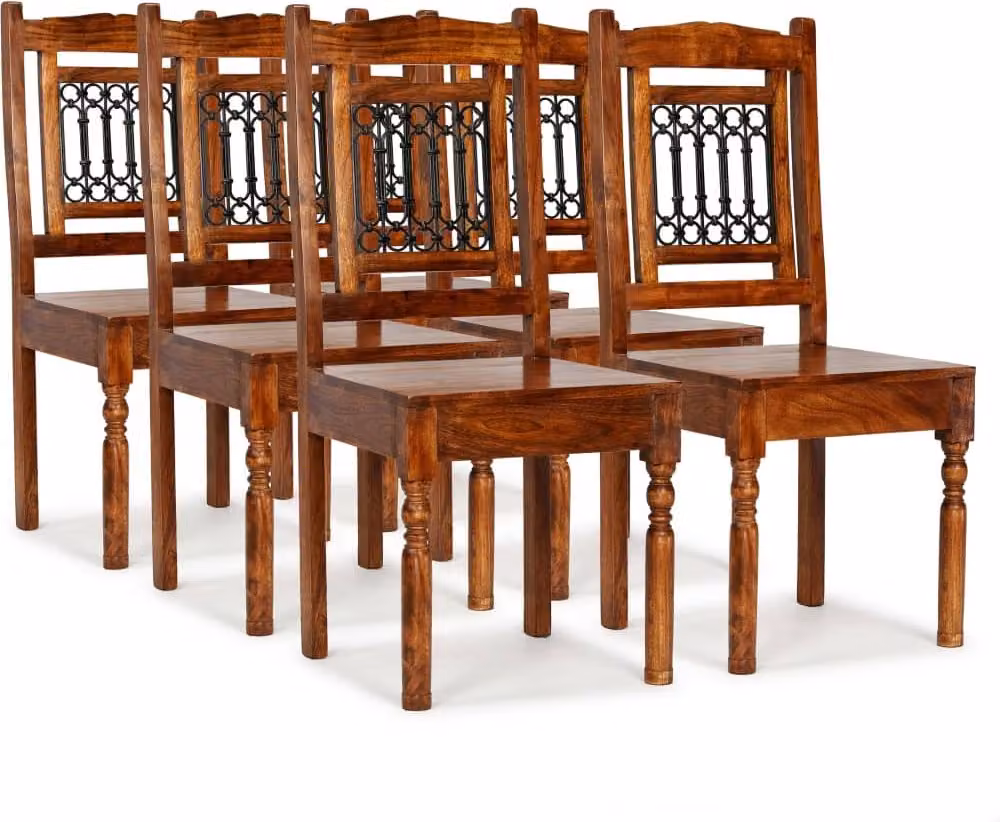 The Living Store Sedie da pranzo 6 pz. Legno massiccio con finitura in palissandro