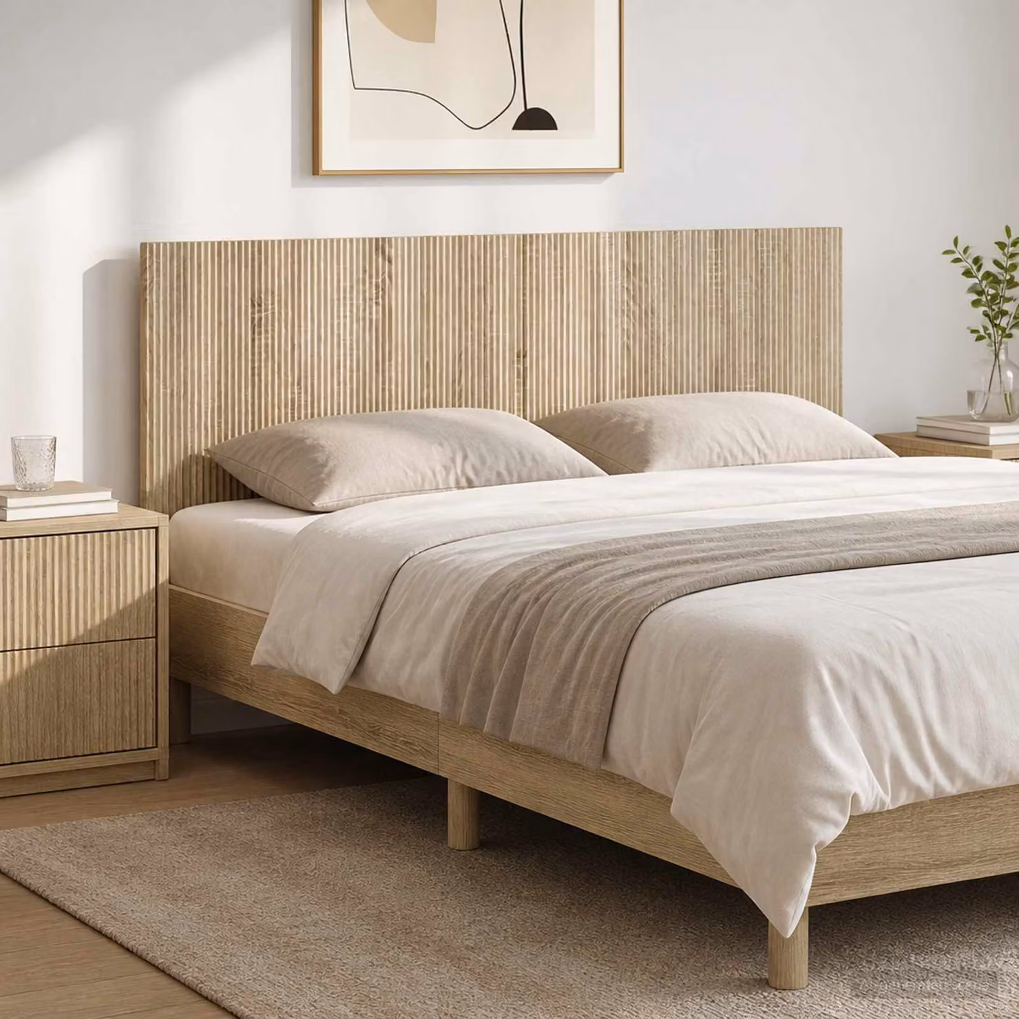 Testiera da muro vidaXL ARNHEM in legno ingegnerizzato Rovere Sonoma con mensola integrata, colore marrone e beige, L: 180 cm, H: 50 cm, P: 15,1 cm