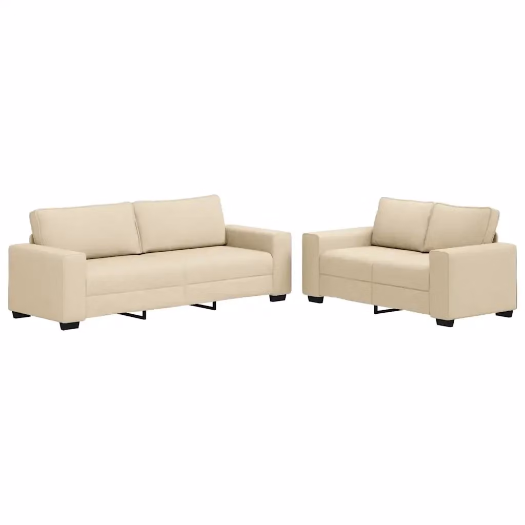 Set di divani 2 pezzi vidaXL in tessuto beige con cuscini per soggiorno e ufficio in casa – 2
