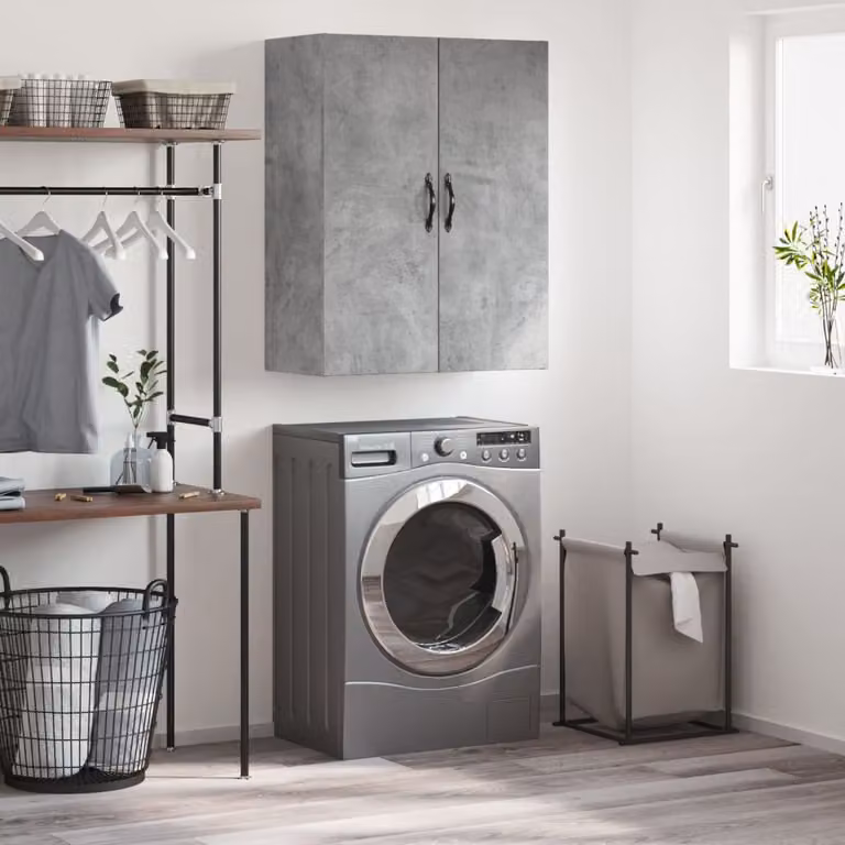 Mobile a parete vidaXL in stile moderno, colore grigio cemento, L: 69,5 cm, P: 34 cm, H: 90 cm