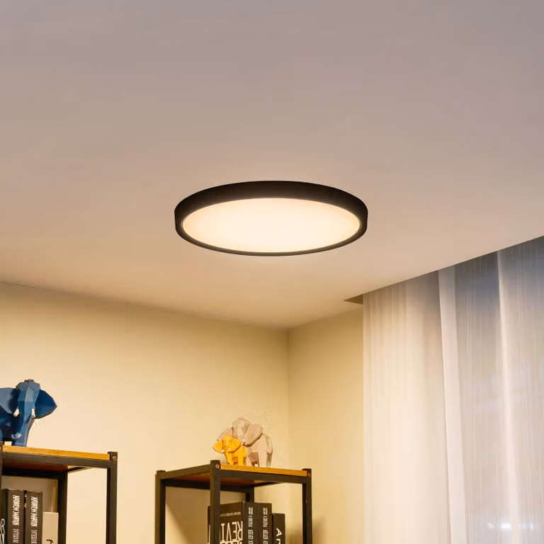 Plafoniera a LED Pravin Lindby, Nero, Soggiorno / Sala da pranzo, Plastica, Moderno, Plafoniera LED