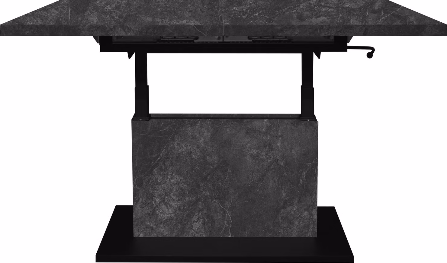 Tavolino >Lift< regolabile, look Vetroceramica grigio/nero - 120/160x56/75x70 (LxAxP)