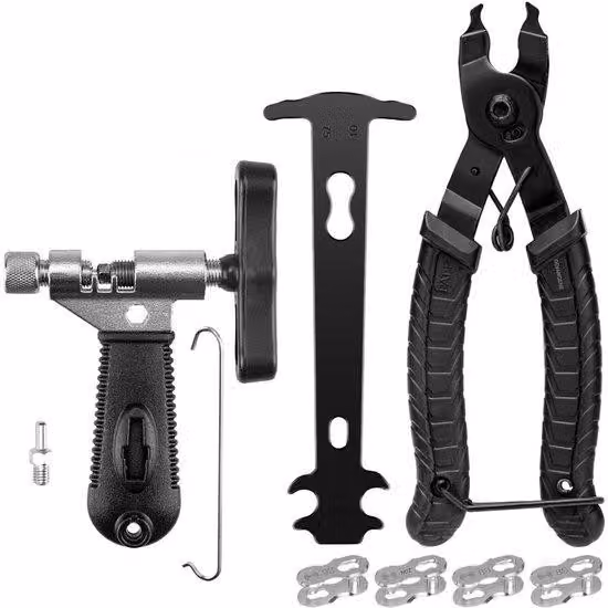Kit di riparazione per biciclette - Catene per biciclette a 6-12 velocità - Include pinza per catene, pinza per chiusure e rivetti - Attrezzi per la riparazione delle biciclette