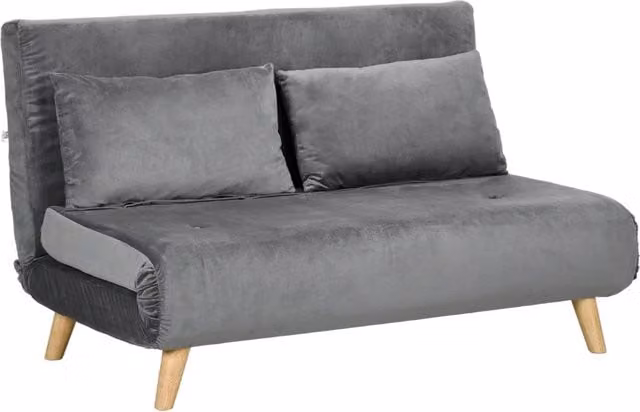 Poltrona letto pieghevole Chicfurn in tessuto velluto grigio con struttura in legno e metallo