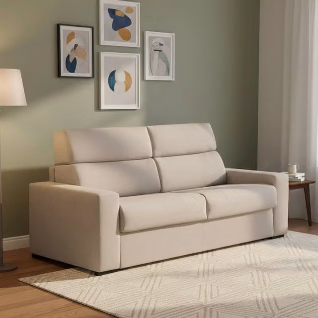 Divano Letto 3 Posti DMORA Marcon Grigio Tortora con Rivestimento Sfoderabile e Funzione Letto L: 220 cm, P: 95 cm