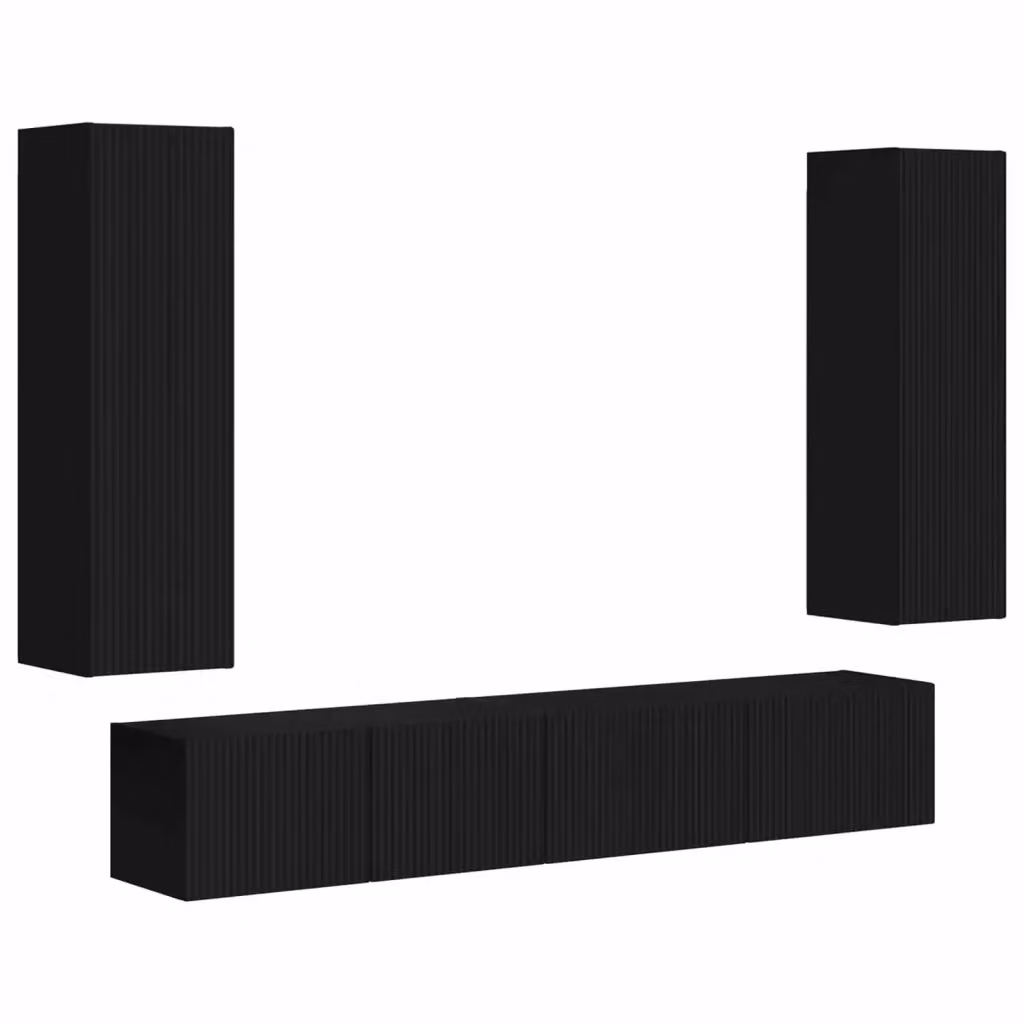 Set di 3 mobili TV moderni vidaXL in legno MDF nero opaco per il tuo soggiorno – 2