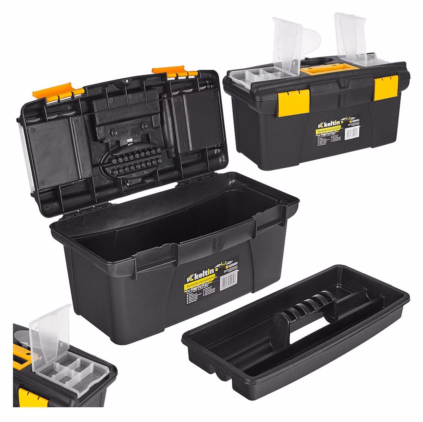 Cassetta porta utensili, nero/giallo, 16", 49 x 27.5 x 24 cm Keltin