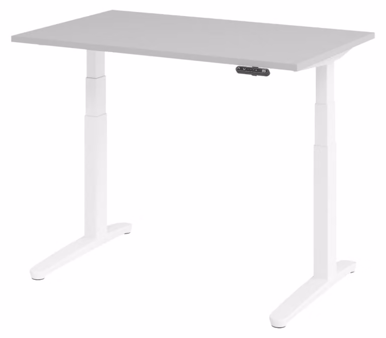 Scrivania elettrica bümö XBHM - Dimensioni: 120 x 80 cm, Decorazione: Grigio, Struttura: Bianco