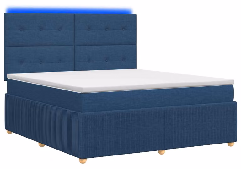 Letto boxspring LED con materasso blu 140 x 200 cm Tessuto