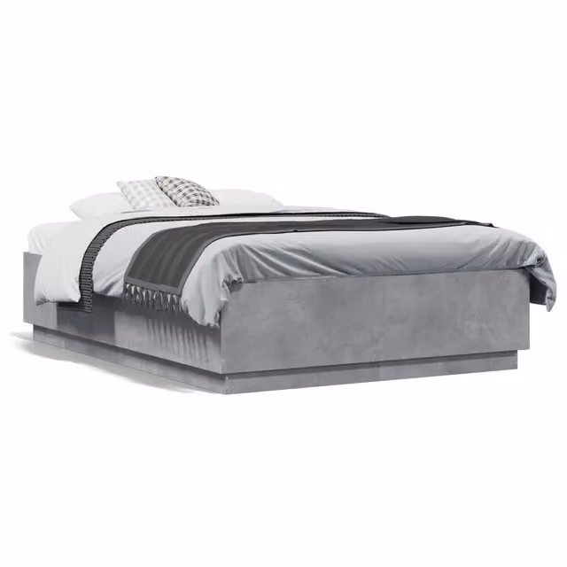 Letto matrimoniale | Letto per adulti | Giroletto Grigio Cemento 135x190 cm in Legno Multistrato
