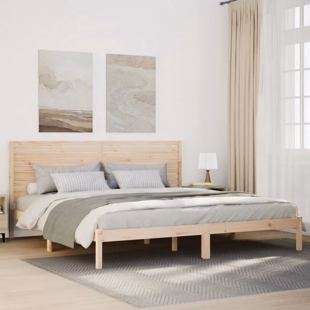 Giroletto Extra Lungo vidaXL in Legno di Pino Massello Marrone senza Materasso L: 200 cm, P: 210 cm – 1