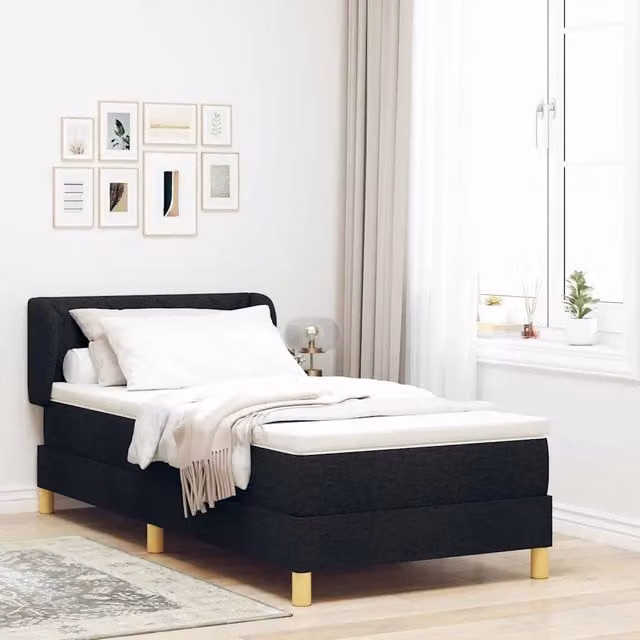 Letto a molle con materasso-Struttura Letto con Materasso crema 90x200 cm Nero 90 x 200 cm