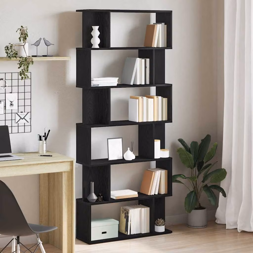 Libreria moderna vidaXL in legno MDF nero, L 80 cm x P 24 cm x H 190,5 cm
