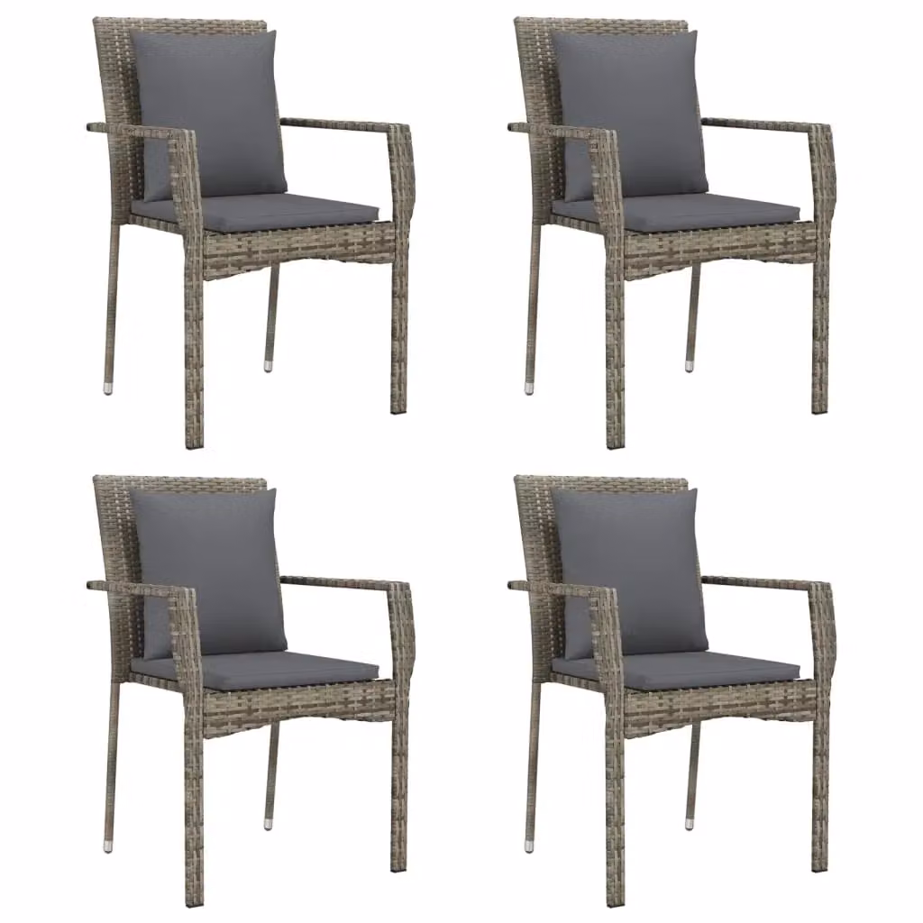 Set da pranzo da giardino Outsunny in polyrattan con tavolo rettangolare in vetro e 5 sedie con cuscini grigi – 2