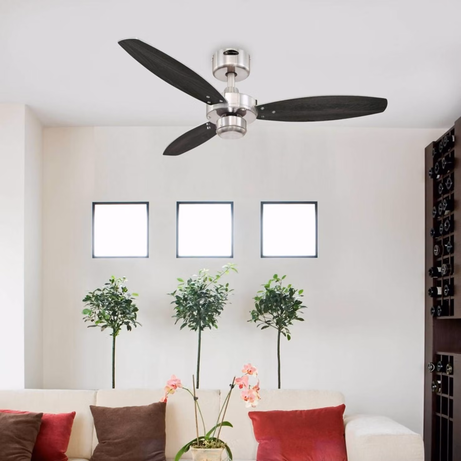 Westinghouse Ventilatore a soffitto JET I, interruttore corda, Legno scuro, Soggiorno / Sala da pranzo, Legno, Moderno